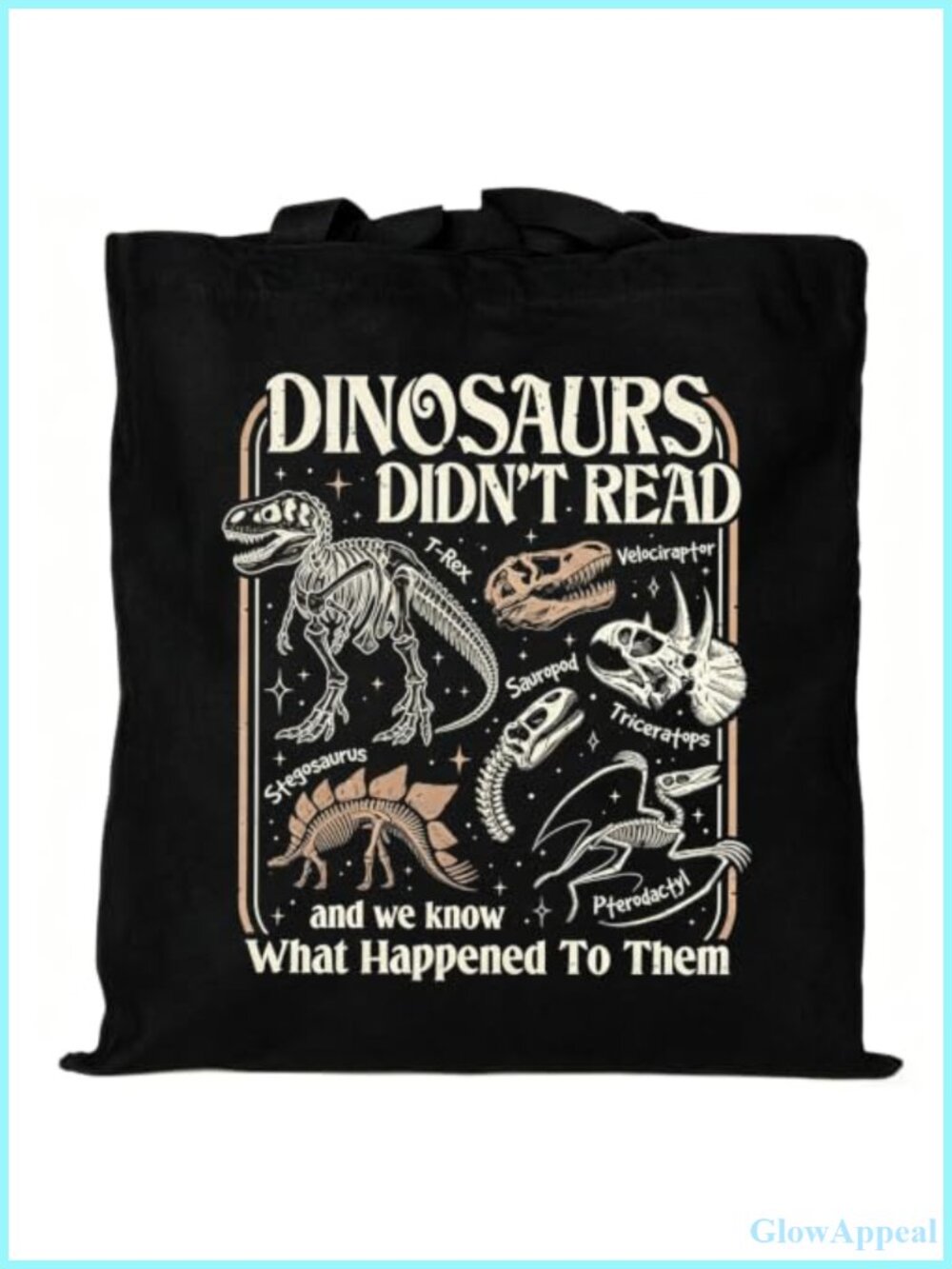 Funny Dinosaur Reading Tote Bag Cotton Canvas Book Lover Teacher Gift
